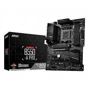 MSI B550-A PRO Processor family AMD, Processor socket AM4, DDR4 DIMM, Memory slots 4, Supported hard disk drive interfaces 	SATA, M.2, Number of SATA connectors 6, Chipset AMD B550, ATX