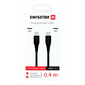 Swissten Basic Universāls Quick Charge 3.1 USB-C uz USB-C Datu un Uzlādes Kabelis 0.4m