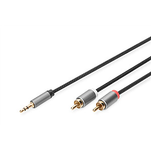 Digitus Stereo 3.5mm to 2RCA Splitter Y, M to M DB-510330-018-S 3.5mm stereo,  2x RCA plug, 1.8 m