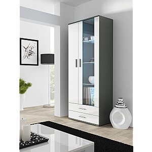 Cama шкаф-витрина SOHO S6 2D2S серый/белый глянец