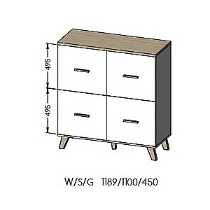 Kumode Cama LOTTA 110 4D balta + sonoma ozols