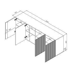 Cama Комод PAFOS 200x40x82 Черный матовый