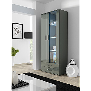 Cama шкаф-витрина SOHO S6 2D2S серый/серый глянец