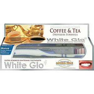 White Glo WHITE GLO_SET Coffee Tea Drinkers Formula balinoša pasta aplikuma noņemšanai no kafijas un tējas 100ml + otiņa