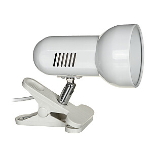 Galda lampa Activejet Clip-on, balta, metāls, E27 vītne