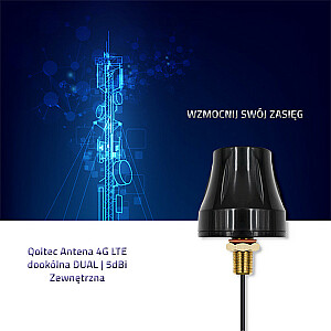 Qoltec 57037 4G LTE DUAL daudzvirzienu antena | 5dBi | Atvērt