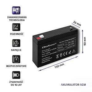 QOLTEC Battery AGM 6V 7.2 Ah