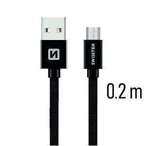 Swissten Textile Quick Charge Universāls Micro USB Datu un Uzlādes Kabelis 0.2m