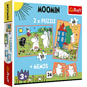 TREFL MOOMIN Puzles komplekts Moomin 30 gab + 48 gab + 24 memo