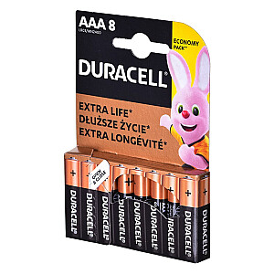Duracell 8x LR03 AAA vienreizējās lietošanas sārma baterijas