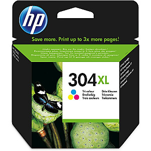 HP 304XL trīskrāsu oriģinālās tintes kasetne
