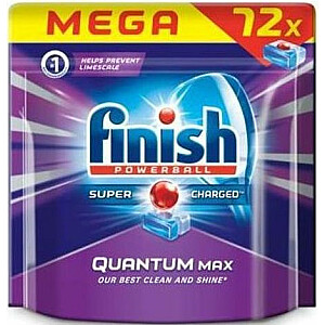 Finish FINISH_Powerball Super Charged Quantum Max trauku mazgājamās mašīnas kapsulas 72 gab.