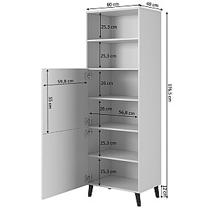 Шкаф ABETO 60x40x176,5 см белый/белый глянец