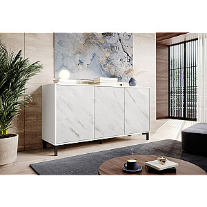 MARMO 3D kumode 150x45x80,5 cm balts matēts/balts marmors