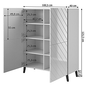 Grāmatu skapis ABETO 100,5 x 40 x 121,5 cm grafīts/glancēts grafīts