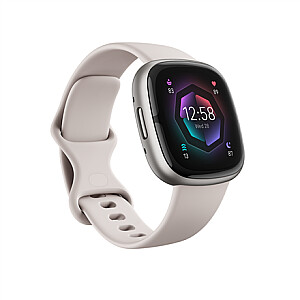 Fitbit Sense 2 Smart watch, NFC, GPS (satellite), AMOLED, Touchscreen, Heart rate monitor, Activity monitoring 24/7, Waterproof, Bluetooth, Wi-Fi, Lunar White/Platinum