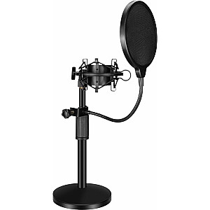 Mozos mikrofonu komplekts: Galda statīvs, Pop filtrs, Pretvibrācijas grozs (MCABLE-XLR-FTM)