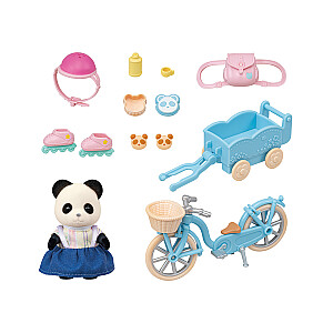 SYLVANIAN FAMILIES Velosipēda un skrituļslidu komplekts - Pandu meitenīte