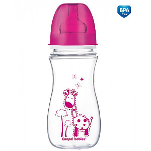 CANPOL BABIES Бутылочка для кормления с широким горлышком EasyStart Colorful Animals, 300 мл, 35/205