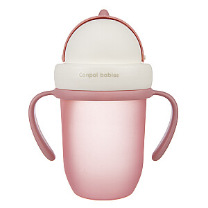 CANPOL BABIES бутылочка с силиконовой трубочкой 210мл матовая, розовая 9м+, 56/522_pin