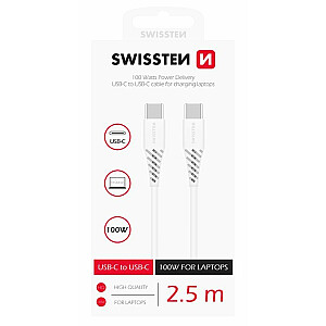 Swissten Power Delivery Data Cable USB-C to USB-C Datu un Uzlādes Kabelis 5A (100W) 2.5m