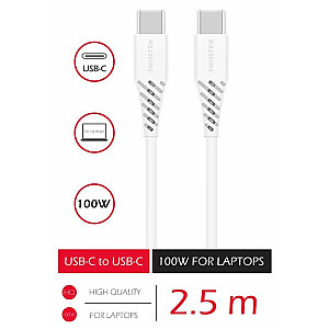 Swissten Power Delivery Data Cable Кабель передачи данных USB-C на USB-C 5A (100W) 2.5m