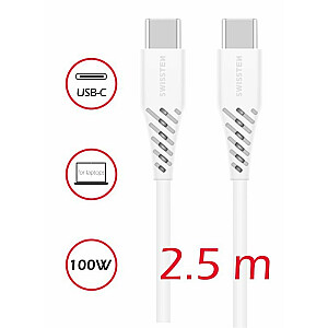 Swissten Power Delivery Data Cable Кабель передачи данных USB-C на USB-C 5A (100W) 2.5m