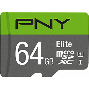 Karta PNY Technologies Elite MicroSDXC 64 GB 10. klase UHS-I / U1 (P-SDUX64U185GW-GE)