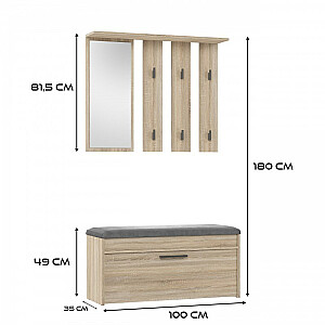 PARMA skapis 100x35x180 cm, sonoma ozols