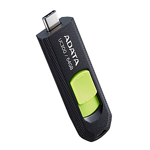 ADATA FLASHDRIVE UC300 64GB USB 3.2 MELNS-ZAĻS