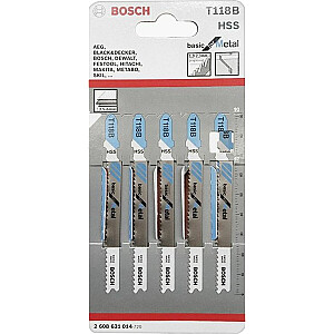 Полотно для электролобзика Bosch Basic for Metal 92мм T 118B 5шт. (2 608 631 014)