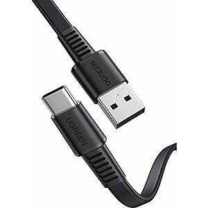 Ugreen USB kabelis UGREEN USB C Quick Charge 3.0 kabelis Flat Type C USB kabelis ir savietojams ar Samsung S10 / A50 / A40 / Z Flip, Huawei P30 lite / P20 lite / Mate 20 Lite, Sony Xperia 10, Moto Z, Redmi 8. piezīmi utt. (1 m)