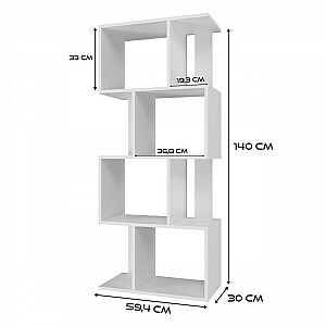 Grāmatu skapis FIESTA 4P 59,5x30xH140 balts