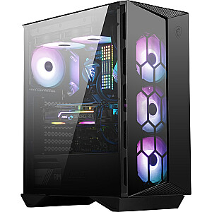 Корпус игрового компьютера MSI MPG GUNGNIR 110R Mid Tower, черный, USB 3.2 Gen2 Type C, 4x 120-мм вентилятора ARGB, Mystic Light Sync, плата управления от 1 до 6 ARGB, 2 панели из закаленного стекла, ATX, mATX, mini-ITX