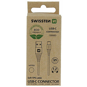 Swissten Eco Friendly Universāls Quick Charge 3.1 USB-C Datu un Uzlādes Kabelis 1.2m