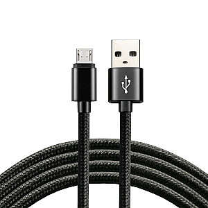 everActive micro USB kabelis 1m - Melns pīts ātra uzlāde 2.4A - CBB-1MB