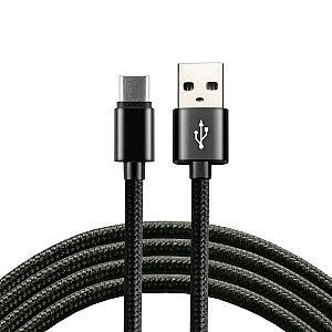 everActive USB-C kabelis 1 m — melns pīts ātrās uzlādes 3 A — CBB-1CB