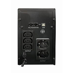 Nepārtrauktās barošanas avots Gembird EG-UPS-035 UPS Line-interaktīvā tehnoloģija 2000VA 1200W 3x tīkla kontaktligzda + 2x Schuko