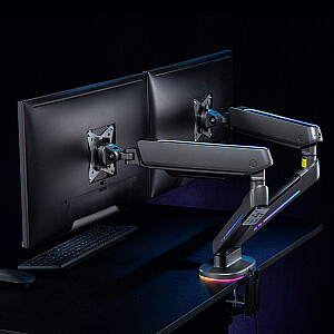 2x NanoRS spēļu monitora stiprinājums 17" - 32" Regulējams RGB LED galda stiprinājums Augstumā regulējams grozāms slīpums Maks. 9 kg VESA 75x75 / 100x100