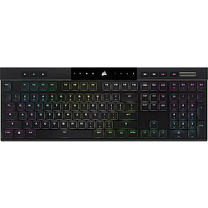 CORSAIR K100 RGB AIR Беспроводная сверхтонкая механическая игровая клавиатура, RGB-светодиодная подсветка, тактильная панель CHERRY ULP, черная (CH-913A01U-NA)