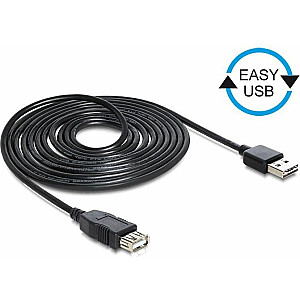 Кабель USB Delock EASY-USB, A-A, M-F, 3 м, черный 83372