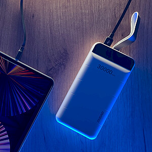 Dudao power bank 30000 mAh 3x USB with LED lamp white (K8s + white)