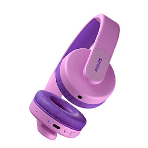 Philips Kids wireless on-ear headphones TAK4206PK/00, Volume limited <85 dB, App-based parental controls, Light-up ear cups, Pink
