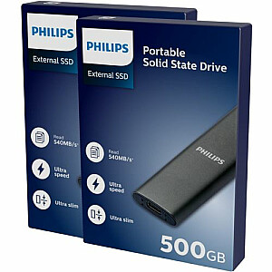 Philips Внешний твердотельный накопитель 500 ГБ Сверхскоростной космический серый