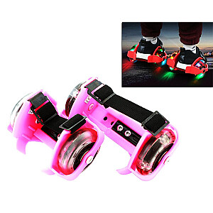 Детские роликовые коньки Goodbuy с 3 светодиодными лампами, диаметр 7 см, розовые