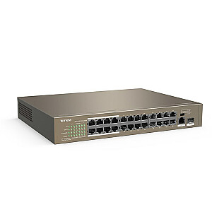 Сетевой коммутатор Tenda TEF1126P-24-250W Неуправляемый Fast Ethernet (10/100) Power over Ethernet (PoE) Серый