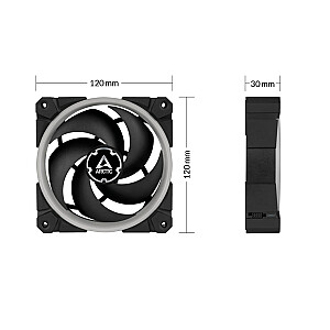 ARCTIC BioniX P120 A-RGB spiediena optimizēts 120 mm ventilators ar A-RGB