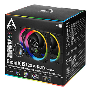 ARCTIC BioniX P120 A-RGB spiediena optimizēts 120 mm ventilators ar A-RGB