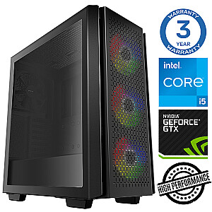 Dators spēlēm INTOP i5-11400F 32GB 250SSD M.2 NVME+2TB GTX1650 4GB no-OS