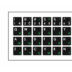 Mocco Наклейки для Клавиатуры LT / ENG / RU / С Водостойким Ламинатом Белые / Зеленые